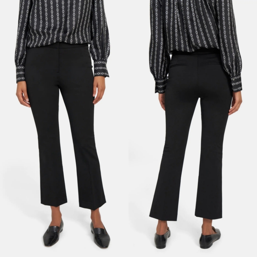 THEORY Erstina Flared Mid Rise Stretch Knit Crop Pant In Black 0.